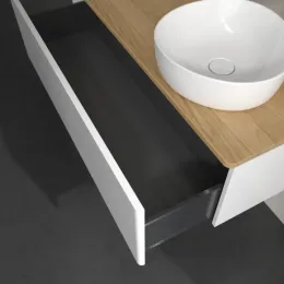 Villeroy & Boch Antao Тумба под раковину, с подсветкой, 1 выдвижной ящик, 1200 x 360 x 500 mm, лицевая поверхность без текстурированной отделки, Glossy White Lacquer / Honey Oak L34051GF
