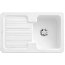 Villeroy & Boch Condor 45 Мойка, включая Комплект слива с ручным управлением, выкл Керамика, 800 x 510 mm, Альпийский белый CeramicPlus 674501R1