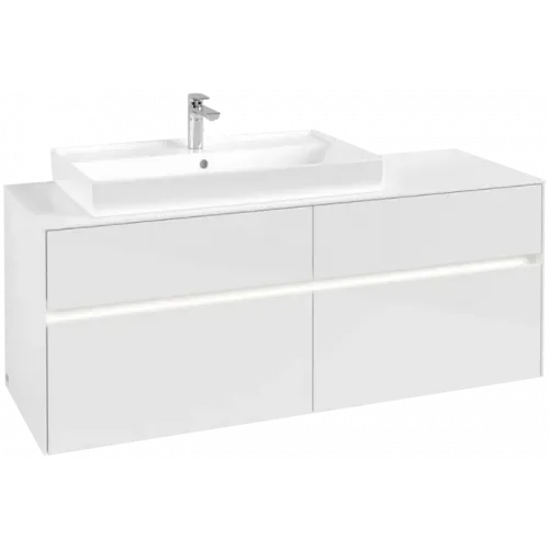 Villeroy & Boch Collaro Тумба под раковину, с подсветкой, 4 выдвижных ящика, 1400 x 548 x 500 mm, Glossy White / Glossy White C089B0DH
