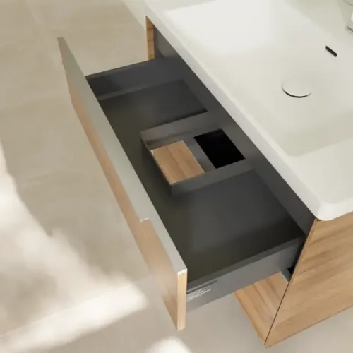 Villeroy & Boch Subway 3.0 Тумба под раковину, с подсветкой, 2 выдвижных ящика, 772 x 576 x 478 mm, Oak Kansas C574L0RH