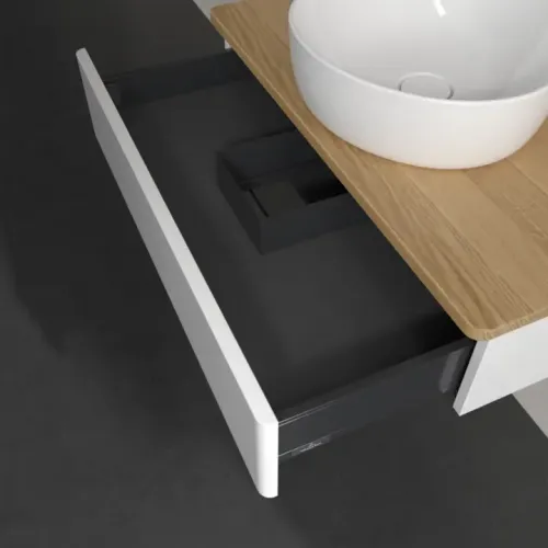 Villeroy & Boch Antao Тумба под раковину, 1 выдвижной ящик, 800 x 190 x 500 mm, лицевая поверхность без текстурированной отделки, Glossy White Lacquer / Honey Oak K08051GF