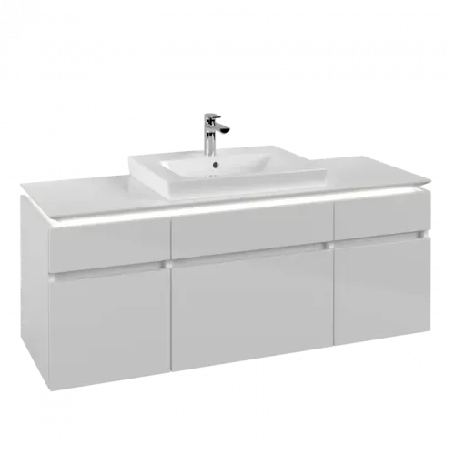 Villeroy & Boch Legato Тумба под раковину, с подсветкой, 5 выдвижных ящиков, 1400 x 550 x 500 mm, Glossy White / Glossy White B685L0DH