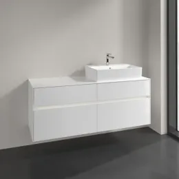Villeroy & Boch Collaro Тумба под раковину, с подсветкой, 4 выдвижных ящика, 1400 x 548 x 500 mm, Glossy White / Glossy White C133B0DH