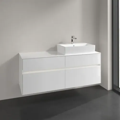 Villeroy & Boch Collaro Тумба под раковину, с подсветкой, 4 выдвижных ящика, 1400 x 548 x 500 mm, Glossy White / Glossy White C133B0DH