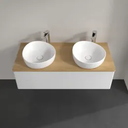 Villeroy & Boch Antao Тумба под раковину, с подсветкой, 2 выдвижных ящика, 1200 x 360 x 500 mm, лицевая поверхность без текстурированной отделки, Glossy White Lacquer / Honey Oak L24051GF