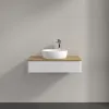 Villeroy & Boch Antao Тумба под раковину, 1 выдвижной ящик, 800 x 190 x 500 mm, лицевая поверхность без текстурированной отделки, Glossy White Lacquer / Honey Oak K08051GF