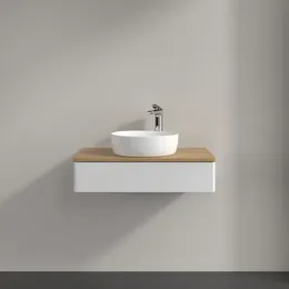 Villeroy & Boch Antao Тумба под раковину, 1 выдвижной ящик, 800 x 190 x 500 mm, лицевая поверхность без текстурированной отделки, Glossy White Lacquer / Honey Oak K08051GF