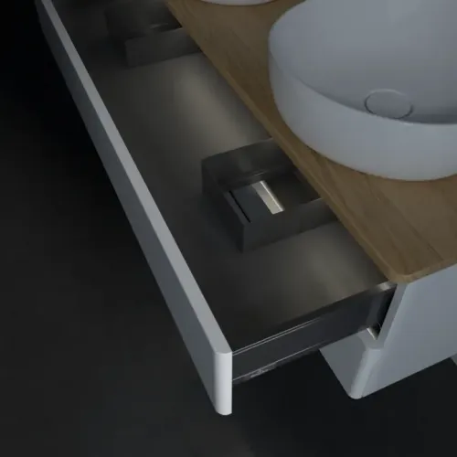 Villeroy & Boch Antao Тумба под раковину, с подсветкой, 2 выдвижных ящика, 1200 x 360 x 500 mm, лицевая поверхность без текстурированной отделки, Glossy White Lacquer / Honey Oak L24051GF