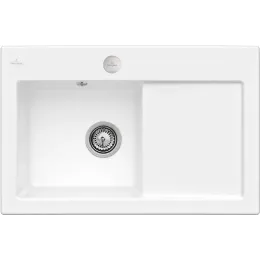 Villeroy & Boch Subway 45 Мойка, включая Комплект слива с эксцентриком, выкл Керамика, 780 x 510 mm, Snow White CeramicPlus 677202KG