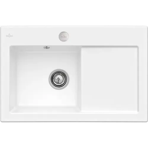 Villeroy & Boch Subway 45 Мойка, включая Комплект слива с эксцентриком, выкл Керамика, 780 x 510 mm, Snow White CeramicPlus 677202KG