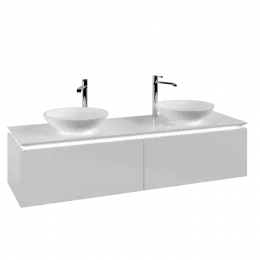 Villeroy & Boch Legato Тумба под раковину, с подсветкой, 2 выдвижных ящика, 1600 x 380 x 500 mm, Glossy White / Glossy White B599L0DH