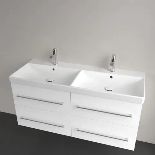 Villeroy & Boch Avento Двойная раковина для установки на тумбу, 1200 x 470 x 160 mm, Альпийский белый, с переливом 4A23CK01
