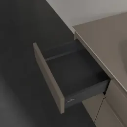 Villeroy & Boch Legato Тумба под раковину, с подсветкой, 5 выдвижных ящиков, 1400 x 550 x 500 mm, Truffle Grey / Truffle Grey B760L0VG