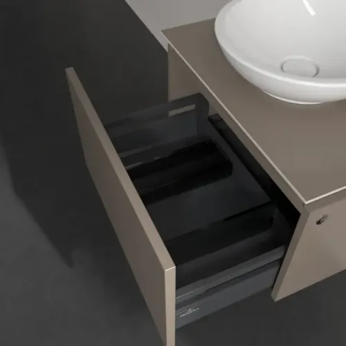 Villeroy & Boch Legato Тумба под раковину, с подсветкой, 1 выдвижной ящик, 600 x 380 x 500 mm, Truffle Grey / Truffle Grey B567L0VG