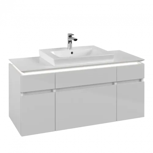 Villeroy & Boch Legato Тумба под раковину, с подсветкой, 5 выдвижных ящиков, 1200 x 550 x 500 mm, Glossy White / Glossy White B683L0DH