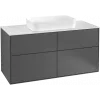 Villeroy & Boch Finion Тумба под раковину, с подсветкой, 4 выдвижных ящика, 1200 x 603 x 501 mm, Silk Grey Matt Lacquer G67100HJ