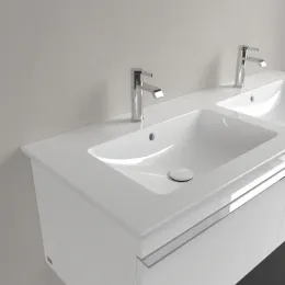 Villeroy & Boch Venticello Двойная раковина для установки на тумбу, 1300 x 500 x 170 mm, Альпийский белый CeramicPlus, с переливом 4111DLR1