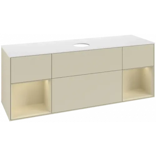 Villeroy & Boch Finion Тумба под раковину, с подсветкой, 4 выдвижных ящика, 1600 x 603 x 501 mm, Silk Grey Matt Lacquer / Silk Grey Matt Lacquer FD01HJHJ