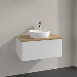 Villeroy & Boch Antao Тумба под раковину, 1 выдвижной ящик, 800 x 360 x 500 mm, лицевая поверхность без текстурированной отделки, Glossy White Lacquer / Honey Oak K30051GF