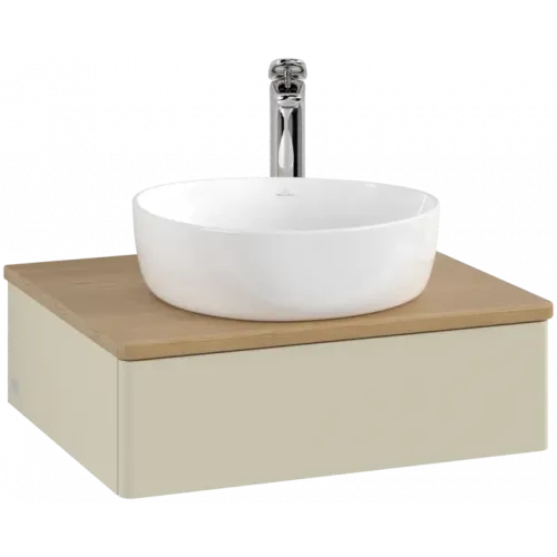 Villeroy & Boch Antao Тумба под раковину, с подсветкой, 1 выдвижной ящик, 600 x 190 x 500 mm, лицевая поверхность без текстурированной отделки, Silk Grey Matt Lacquer / Honey Oak L07051HJ