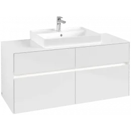 Villeroy & Boch Collaro Тумба под раковину, с подсветкой, 4 выдвижных ящика, 1200 x 548 x 500 mm, Glossy White / Glossy White C081B0DH