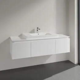 Villeroy & Boch Legato Тумба под раковину, 3 выдвижных ящика, 1400 x 380 x 500 mm, Glossy White / Glossy White B69800DH