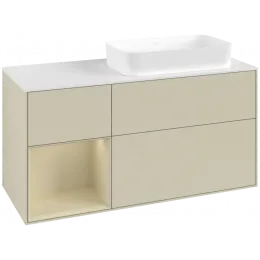 Villeroy & Boch Finion Тумба под раковину, с подсветкой, 3 выдвижных ящика, 1200 x 603 x 501 mm, Silk Grey Matt Lacquer / Silk Grey Matt Lacquer G681HJHJ