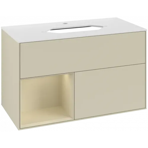 Villeroy & Boch Finion Тумба под раковину, с подсветкой, 2 выдвижных ящика, 1000 x 603 x 501 mm, Silk Grey Matt Lacquer / Silk Grey Matt Lacquer F241HJHJ