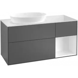 Villeroy & Boch Finion Тумба под раковину, с подсветкой, 3 выдвижных ящика, 1200 x 603 x 501 mm, Silk Grey Matt Lacquer / Silk Grey Matt Lacquer G931HJHJ