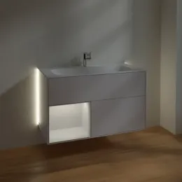 Villeroy & Boch Finion Тумба под раковину, с подсветкой, 2 выдвижных ящика, 996 x 591 x 498 mm, Glossy White Lacquer / Glossy White Lacquer G030GFGF