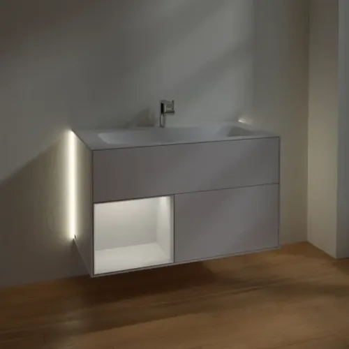 Villeroy & Boch Finion Тумба под раковину, с подсветкой, 2 выдвижных ящика, 996 x 591 x 498 mm, Glossy White Lacquer / Glossy White Lacquer G030GFGF