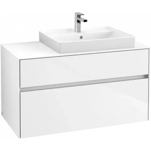 Villeroy & Boch Collaro Тумба под раковину, с подсветкой, 2 выдвижных ящика, 1000 x 548 x 500 mm, Glossy White / Glossy White C018B0DH
