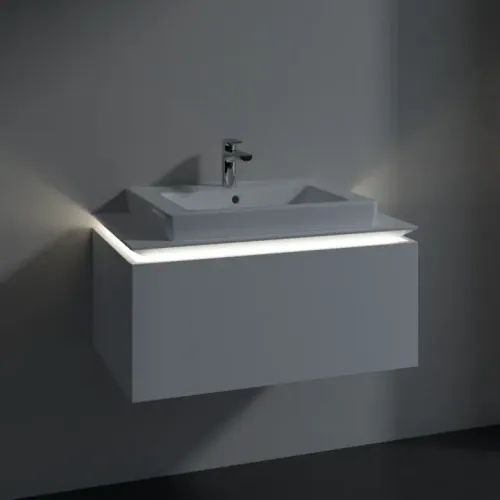 Villeroy & Boch Legato Тумба под раковину, с подсветкой, 1 выдвижной ящик, 800 x 380 x 500 mm, Glossy White / Glossy White B678L0DH