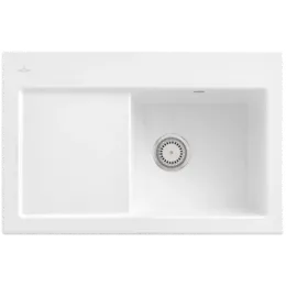 Villeroy & Boch Subway 45 Мойка, включая Комплект слива с ручным управлением, выкл Керамика, 780 x 510 mm, Альпийский белый CeramicPlus 671401R1