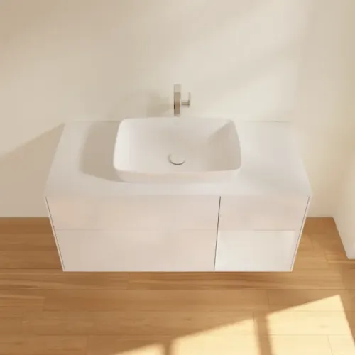 Villeroy & Boch Finion Тумба под раковину, с подсветкой, 3 выдвижных ящика, 1200 x 603 x 501 mm, Glossy White Lacquer / Glossy White Lacquer F831GFGF