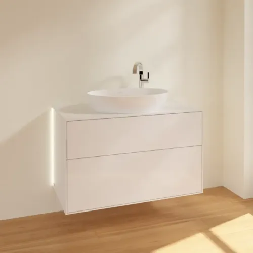Villeroy & Boch Finion Тумба под раковину, с подсветкой, 2 выдвижных ящика, 1000 x 603 x 501 mm, Glossy White Lacquer G88100GF