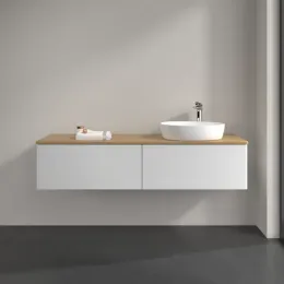 Villeroy & Boch Antao Тумба под раковину, 2 выдвижных ящика, 1600 x 360 x 500 mm, лицевая поверхность без текстурированной отделки, Glossy White Lacquer / Honey Oak K38051GF