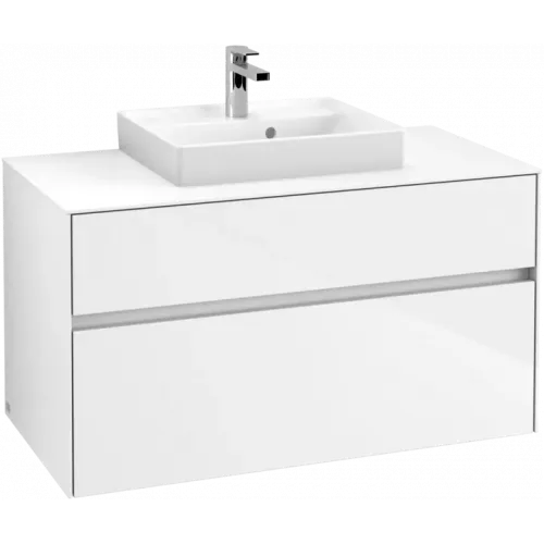 Villeroy & Boch Collaro Тумба под раковину, с подсветкой, 2 выдвижных ящика, 1000 x 548 x 500 mm, Glossy White / Glossy White C016B0DH