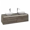 Villeroy & Boch Legato Тумба под раковину, с подсветкой, 2 выдвижных ящика, 1400 x 380 x 500 mm, Stone Oak / Stone Oak B591L0RK
