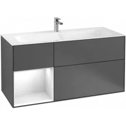 Villeroy & Boch Finion Тумба под раковину, с подсветкой, 3 выдвижных ящика, 1196 x 591 x 498 mm, Silk Grey Matt Lacquer / Silk Grey Matt Lacquer G060HJHJ