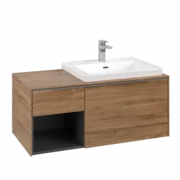 Villeroy & Boch Subway 3.0 Тумба под раковину, с подсветкой, 2 выдвижных ящика, 1001 x 423 x 516 mm, Oak Kansas / Oak Kansas C571L0RH