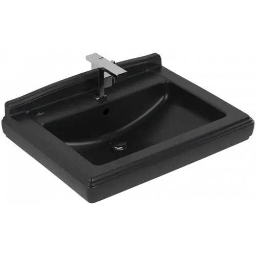 Villeroy & Boch Hommage Pаковина, 750 x 580 x 200 mm, Pure Black CeramicPlus, с переливом 710175R7