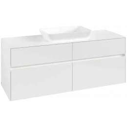 Villeroy & Boch Collaro Тумба под раковину, с подсветкой, 4 выдвижных ящика, 1400 x 548 x 500 mm, Glossy White / Glossy White C116B0DH