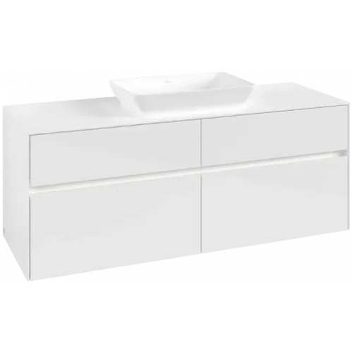 Villeroy & Boch Collaro Тумба под раковину, с подсветкой, 4 выдвижных ящика, 1400 x 548 x 500 mm, Glossy White / Glossy White C116B0DH
