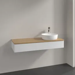 Villeroy & Boch Antao Тумба под раковину, 1 выдвижной ящик, 1200 x 190 x 500 mm, лицевая поверхность без текстурированной отделки, Glossy White Lacquer / Honey Oak K12051GF
