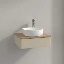 Villeroy & Boch Antao Тумба под раковину, 1 выдвижной ящик, 600 x 190 x 500 mm, лицевая поверхность без текстурированной отделки, Silk Grey Matt Lacquer / Honey Oak K07051HJ