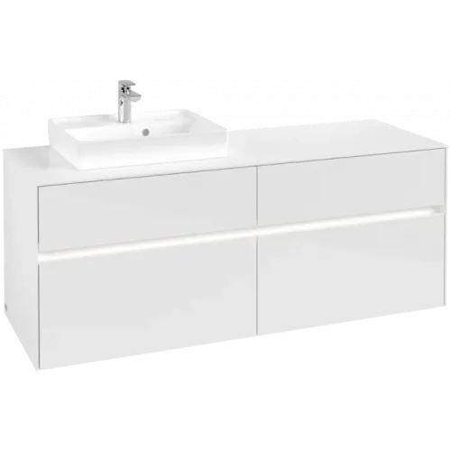Villeroy & Boch Collaro Тумба под раковину, с подсветкой, 4 выдвижных ящика, 1400 x 548 x 500 mm, Glossy White / Glossy White C074B0DH