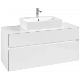 Villeroy & Boch Collaro Тумба под раковину, с подсветкой, 4 выдвижных ящика, 1200 x 548 x 500 mm, Glossy White / Glossy White C128B0DH