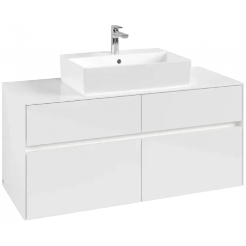 Villeroy & Boch Collaro Тумба под раковину, с подсветкой, 4 выдвижных ящика, 1200 x 548 x 500 mm, Glossy White / Glossy White C128B0DH