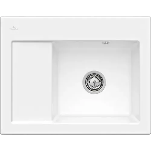 Villeroy & Boch Subway 45 Compact Мойка, включая Комплект слива с ручным управлением, выкл Керамика, 650 x 510 mm, Альпийский белый CeramicPlus 331301R1